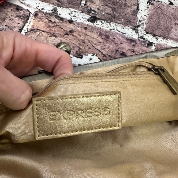 Express Red Gold Sequin Evening Clutch Purses Set Kiss Lock Evening Bags - Picture 5 of 8